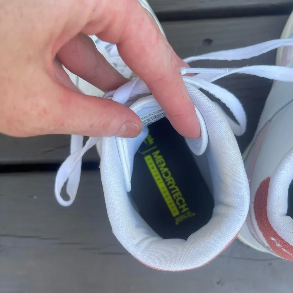 Reebok White and Pink High-Top Sneakers - Picture 6 of 7